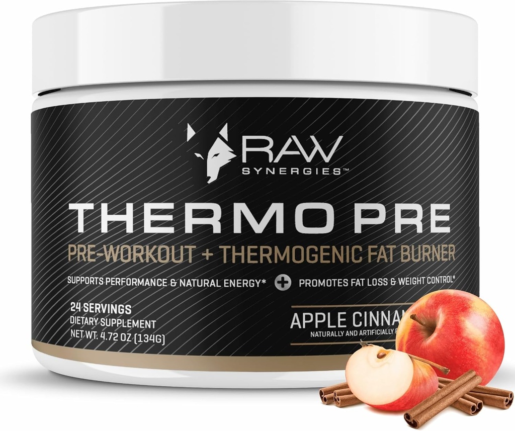 Thermo Pre - Integratore di Supporto Fitness per stili di vita attivi - Supporto Termogenico e Metabolico pre-allenamento - Ingredienti naturali - Cannella di mele - 24 Serve