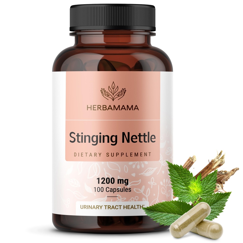 HERBAMAMAMA Sting Nettle Capsule - 1200mg Sting Nettle Root Extract for Urinary Tract Support - Vegan, Non-GMO Urtica Dioica Supplemento