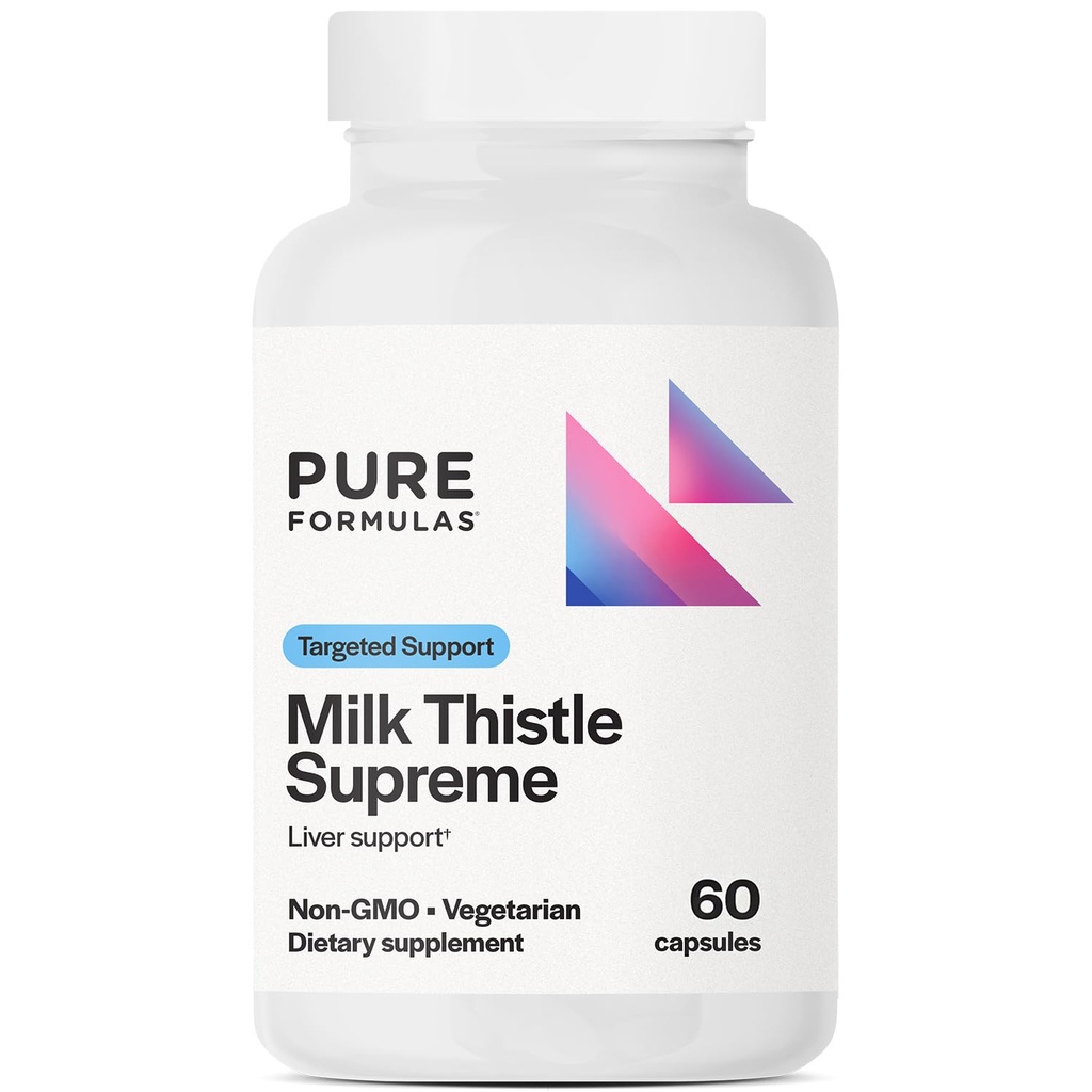 PureFormulas Milk Thistle Supreme 250 mg – Liver Health & Antioxidant Support – Capsule Vegetariani Non OGM – 60 Conte