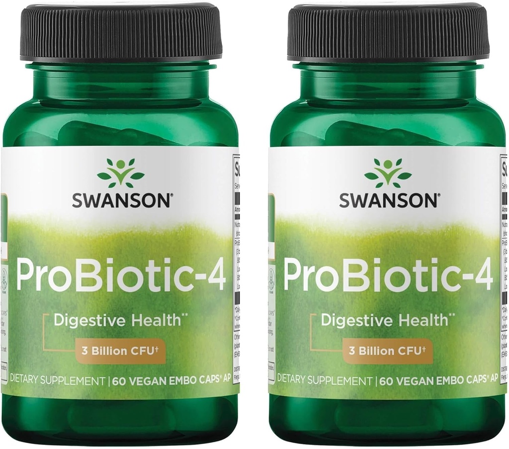Swanson Probiotic-4 3 miliardi Cfu 60 Veg Caps (2 Pack)