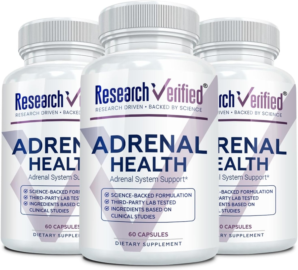 Sostegno adrenale verificato di ricerca - 180 capsule - Supporto Funzione di ghiandola surrenale, Boost Energy, Balance Cortisol - Funghi, B Vitamine, Bioflavonoidi, BioPerine
