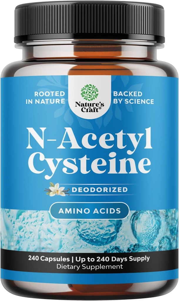 NAC Supplemento N-Acetyl Cysteine 600mg - Vegan High Absorption Non-Smelly NAC 600 mg Capsule Glutathione Precursor per Liver Cleanse Detox & Repair Plus Lung Health and Immunity Support (240ct)