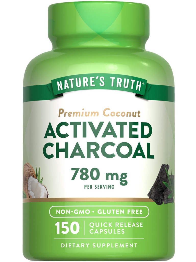 La verità della natura ha attivato capsule di carbone 780 mg | 150 pillole | da Coconut Shells | Non-GMO & Gluten Supplemento gratuito