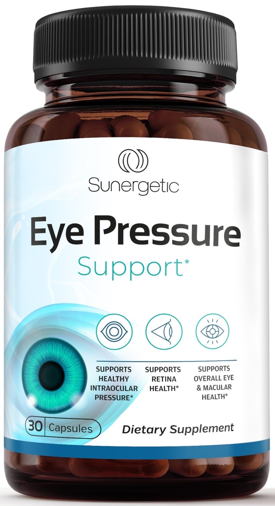 Sunergetic Premium Eye Pressure Support Supplement - Integratore per la pressione degli occhi con Zafferano, Lutein, Zeaxanthin, Bilberry & Pine Bark - Supporta la salute oculare e la visione complessiva - 30 Conte