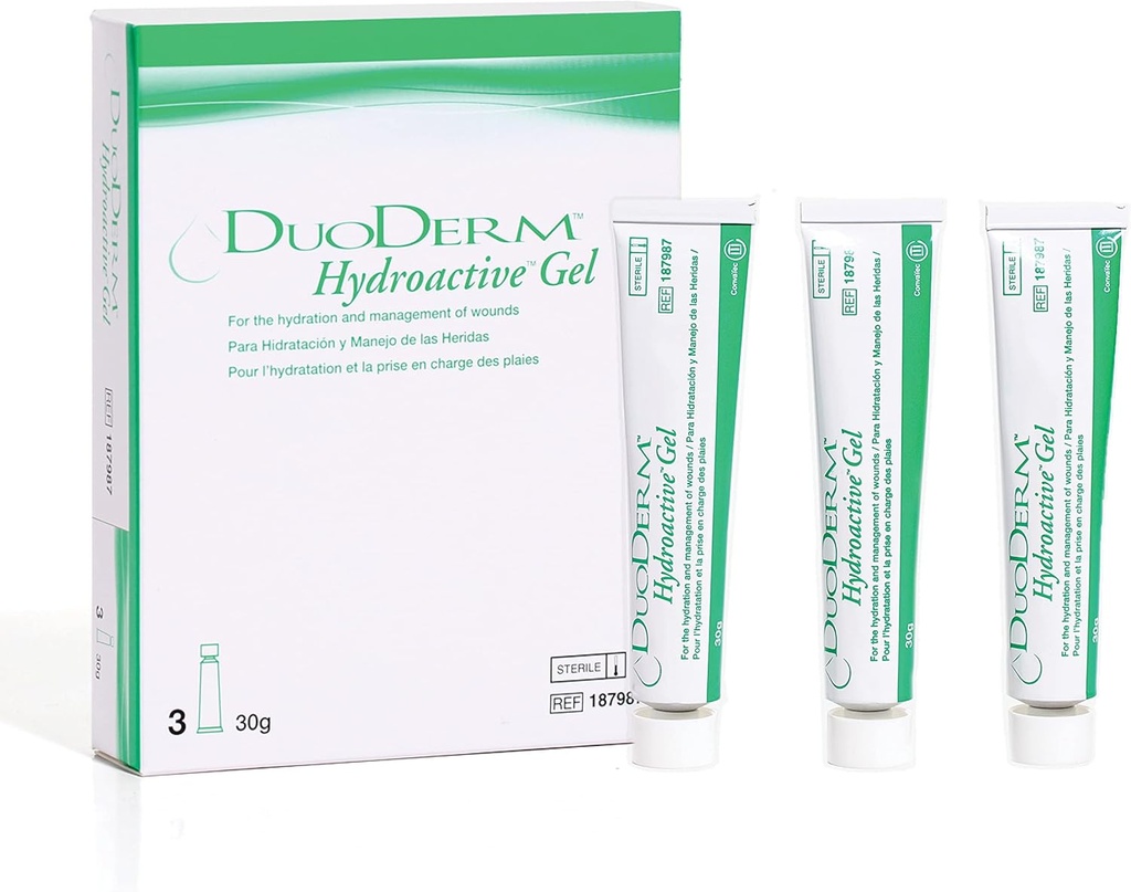 ConvaTec DuoDERM idroattivo Sterile Gel, 30 Grammi Tubo per la gestione di trucioli parziali e Full-Thickness, Aids Debridement Autolytic, 187987, Box of 3 Tubes