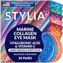Stylia Collagen & Vitamina C Under Eye Patches for Puffy Eyes & Dark Circles - Depuffing, Hydrating & Firming Under Eye Mask with Hyaluronic Acid - Vegan, Cruelty-Free Skincare (30 coppie)