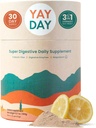 Polvere di fibra prebiotica di notte con enzimi digestivi e glicinato di magnesio per il sonno | Integratore di salute del fegato per le donne e gli uomini - Supporto di digestione, Bloating Relief - Citrus, 30 Scoops