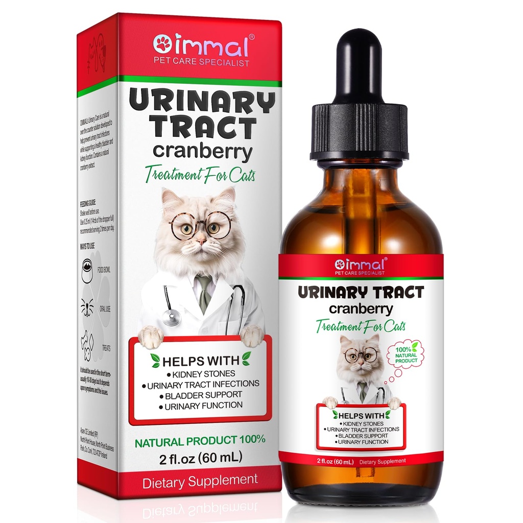 Tratto urinario per gatti, gocce di trattamento del tratto urinario del gatto naturale - Supporta la vescica, Pietra del rene, UTI del cane, supplemento di supporto della vescica del rene del mirtillo, aroma di pollo - 60 ml / 2.02oz