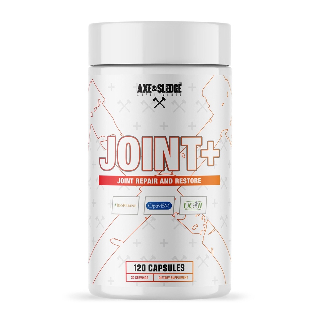 Axe & Sledge Joint+ | Integratore di supporto sanitario con Collage UC-II, Glucosamina, MSM, Bioperine | 1g Glucosamina, 500mg OptiMSM, 40mg UC-II Collagen | 30 Servings