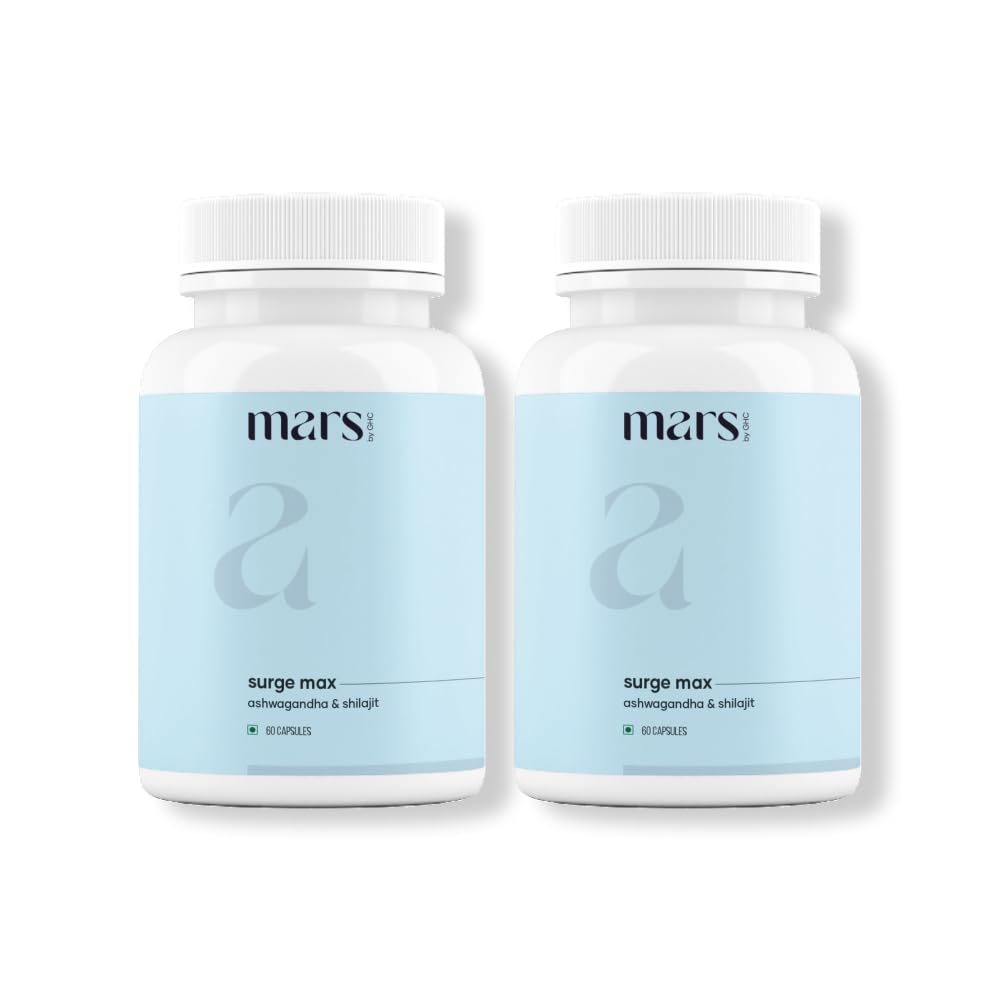 Mars Surgemax capsule naturali con Shilajit & Safed Musli | Supporta energia, resistenza e immunità | per Active Lifestyle | 120 capsule | Confezione da 2