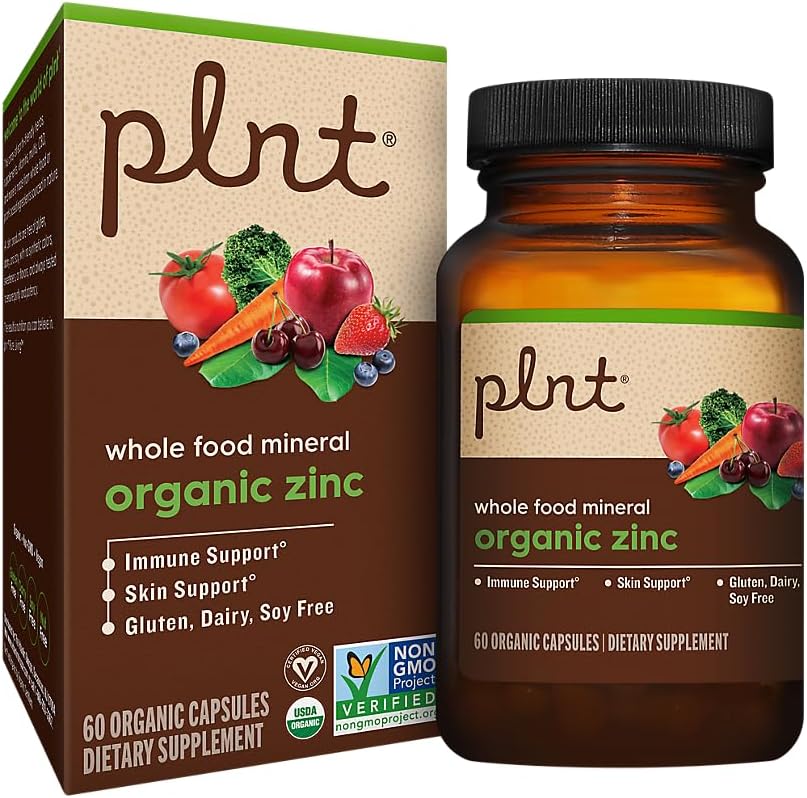 Zinco Organico, Formula Minerale Tutto Cibo per Supporto Immune & Skin (60 Capsule Organici)