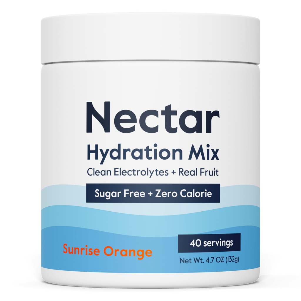 Polvere di elettroliti senza zucchero di Nectar - Frutta organica senza zucchero o calorie - Polvere di idratazione per il sollievo dalla disidratazione e rapida riidratazione - Keto e Paleo (Orange 40 Serving Tub)