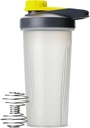 Mr. Pen- Shaker Bottiglie per miscele di proteine con tappo di torsione, 28 oz, grigio/giallo, flacone per shaker proteico con filo palla di Whisk