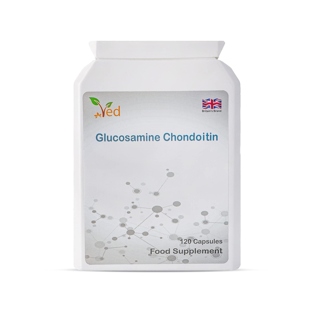 Ved Glucosamine Chondroitin vitamina C | Integratore di supporto congiunto |Non-GMO, Gluten Free | 120 capsule | 60 giorni di alimentazione.