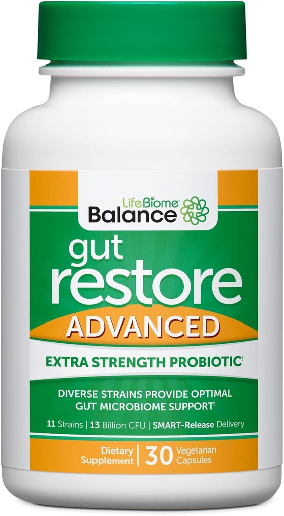 Dr. Drew Sinatra LifeBiome Gut Restore Avanzato, Massima resistenza Microbiome Probiotico con Botanici Fermentati, 11 Multi Strains, 30 Capsule Una volta-Daily, Vegetariano, Soia-, Dairy-, e Gluten Free