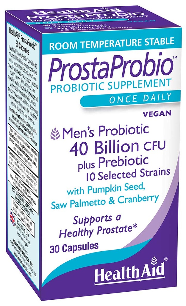 ProstaProbio Men’s Daily Probiotic – 10 Strains con Prebiotico, Semi di zucca, Sega Palmetto & Cranberry | 30 Capsule Vegetariani Una volta-Daily per il supporto benessere Prostate & Urinary