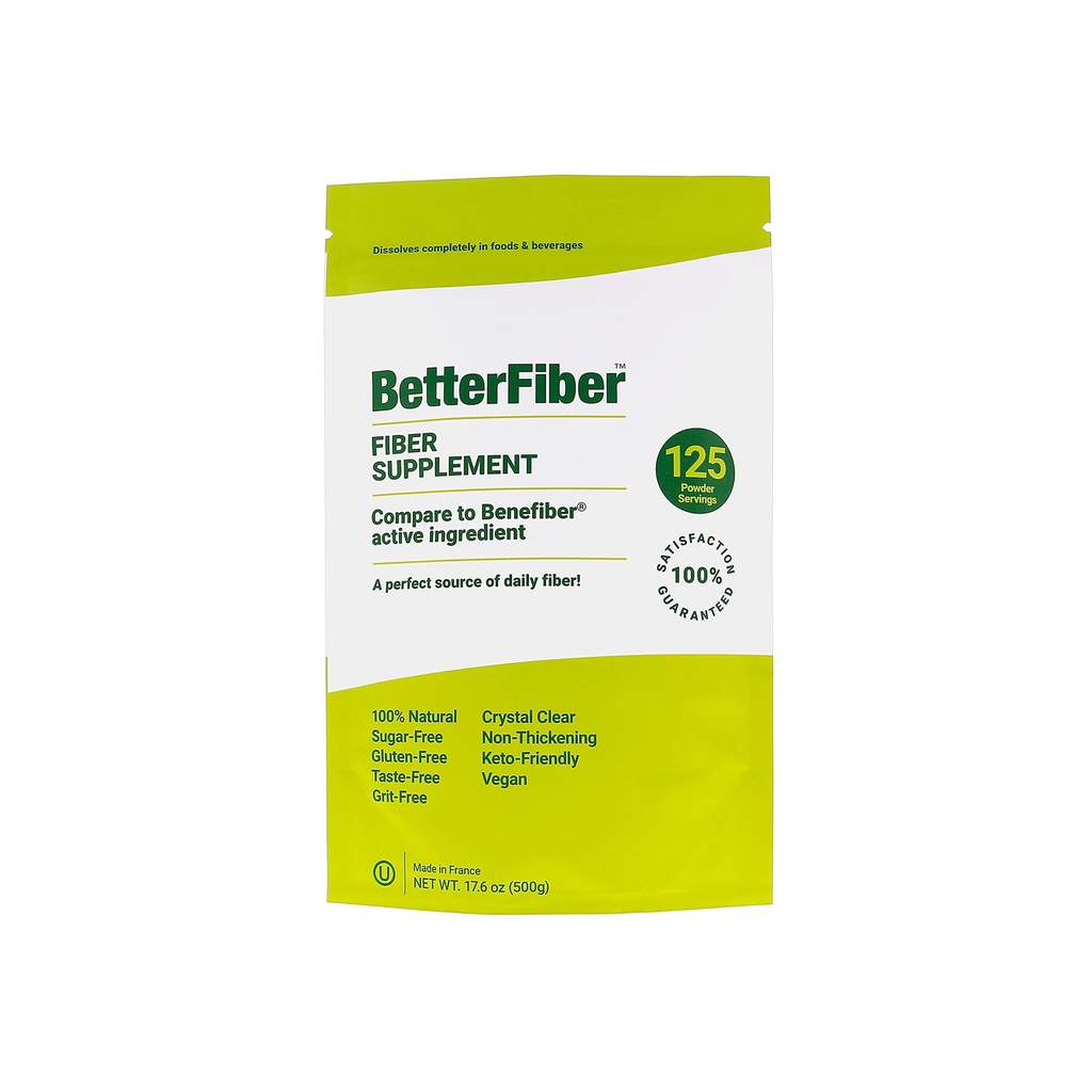 BetterFiber - Prebiotic Fiber Supplement [100% Generico Equivalente del marchio Leading] ⊘ Non-GMO Gluten-Free Vegan OU Kosher Certificato - 17.6oz/500g (125 Serve)