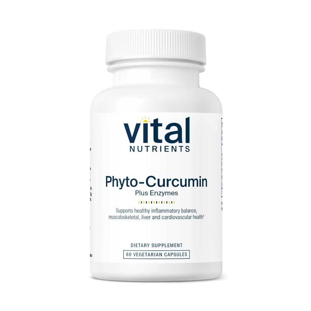 Vital Nutrients Phyto-Curcumin Plus Enzymes | Supplementi curcumina con Estratto di Phytosome | Supporto per muscolo, ossa, fegato e salute del cuore* | Gluten, latticini, soia Free | 60 capsule