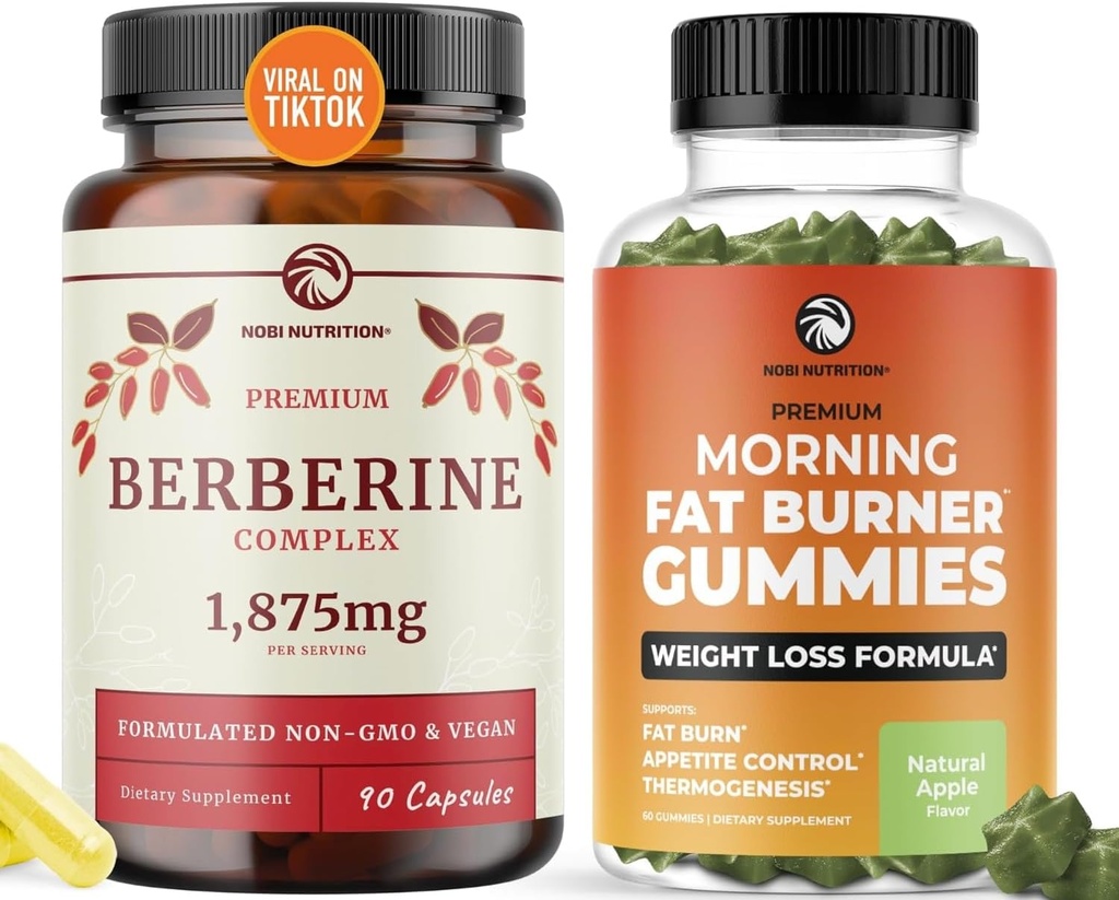 Berberine Complex Supplement and Burn Gummies | Supporto per la perdita di peso completo con Green Tea & Bitter Melon | Appetite Suppressant, Belly Fat Riduttore e supporto termogenico | 1 Mese di alimentazione