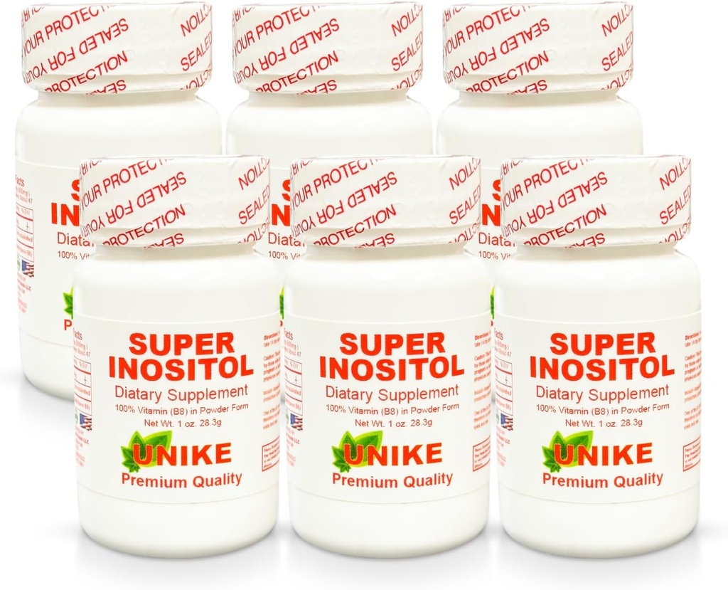 Super Inositol Integratore alimentare| Inositol (Vitamina B8) Polvere per equilibrio ormonale, fertilità e supporto ovarico| Gluten Free, Vegan 1 Oz (Pack of 6)