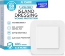 JJ CARE Adhesive Island Dressing [Pack of 50], 6x6 Sterile Bordered Gauze Dressing, Isola traspirante Wound Dressing Individualmente Wrapped con Highly Absorbent Non-Stick Center Pad