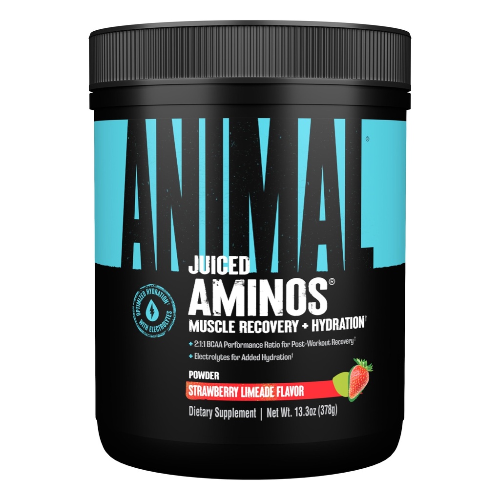 Aminoacidi Juiced Animal - BCAA Polvere EAA Matrix Plus idratazione con elettroliti e sale marino in qualsiasi momento di recupero e migliorare le prestazioni, aroma di limeade di fragola, 30 Serve