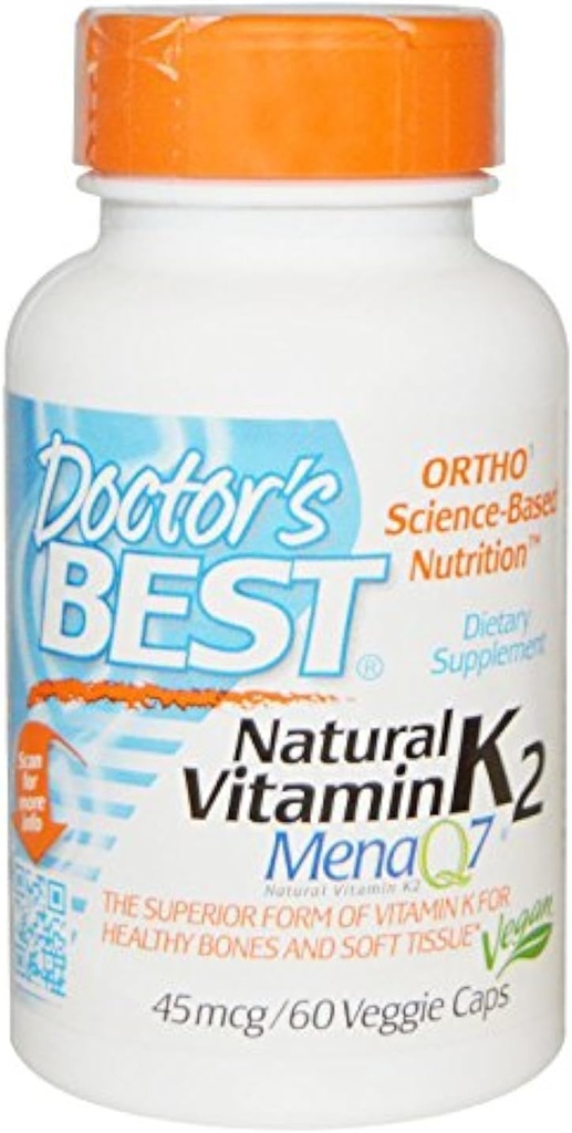 Migliore vitamina naturale del medico K2 Mk-7 con Menaq7 45 Mcg 60 tappi di veg