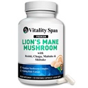Leoni Mane Supplemento capsule - Estratto di funghi: Chaga, Maitake, Reishi & Shiitake Mushrooms | Pure Fruiting Body | Nootropic, Focus, Brain e Cognitive Support | 120 Caps Veggie