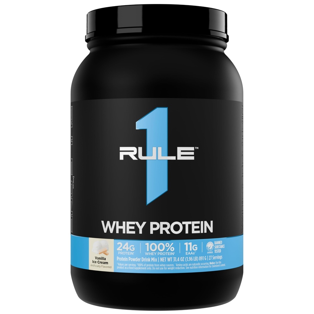 Regola 1 Whey Protein – 24g Proteine ad azione rapida da sorgenti di tutto il mondo con EAAs e BCAA per il recupero di allenamento o in qualsiasi momento uso (2 Pounds*, Vanilla Ice Cream)