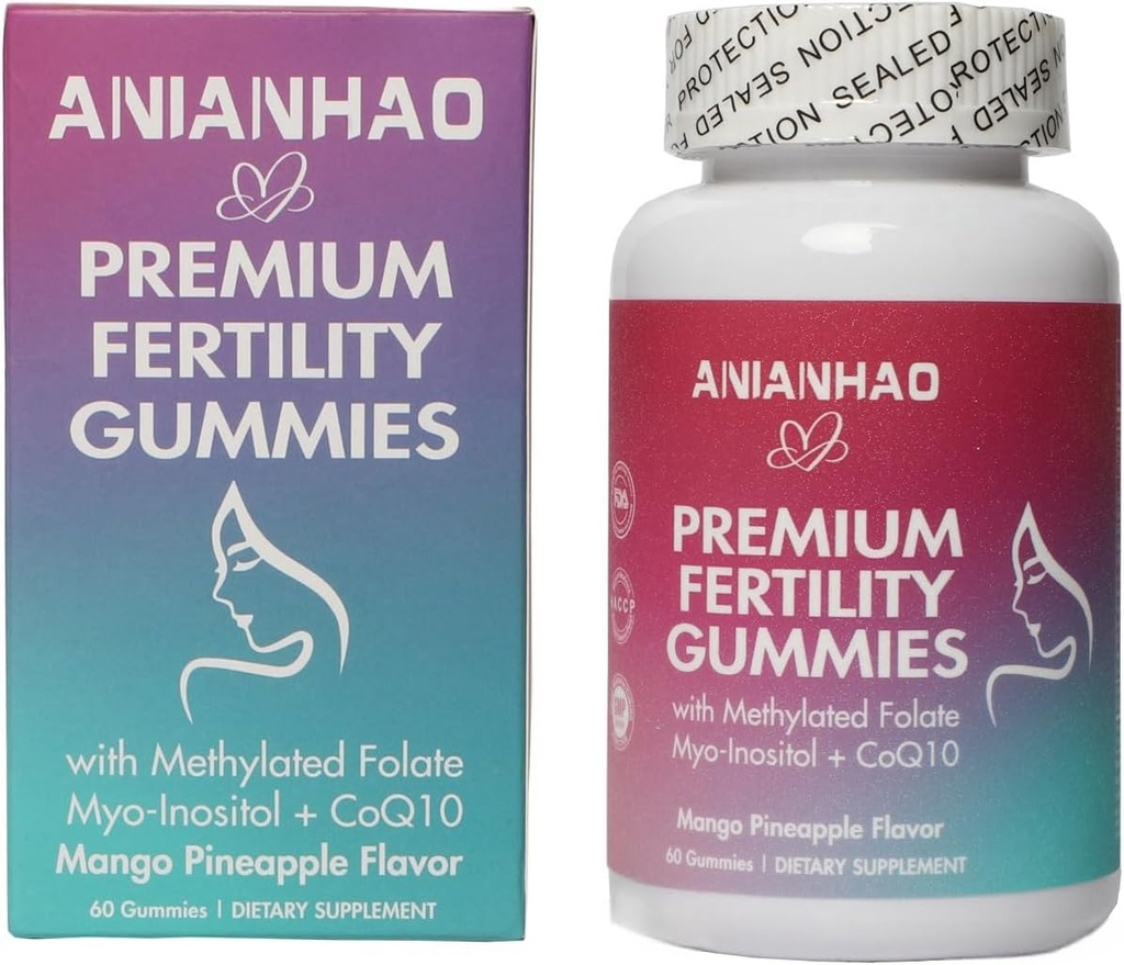 Premium Fertilità Gummies per le donne, Premium Feminine Balance Gummies, con Inositol, CoQ10, Folate e Vitamine, Support Hormone Balance, Ovulation/Mestrual Cycle, Alimentazione 1 Mese