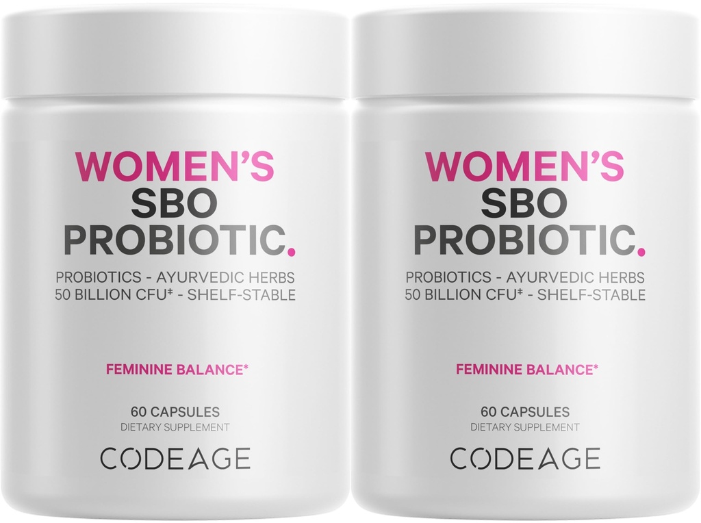Codice Probiotici donna Supplemento - 50 miliardi di CFU - SBO Probiotics & Prebiotics - Cranberries - Feminine Health - Fermented Botanical Blend, Whole Food Supplement - Vegan, Non-GMO - 2 Pack