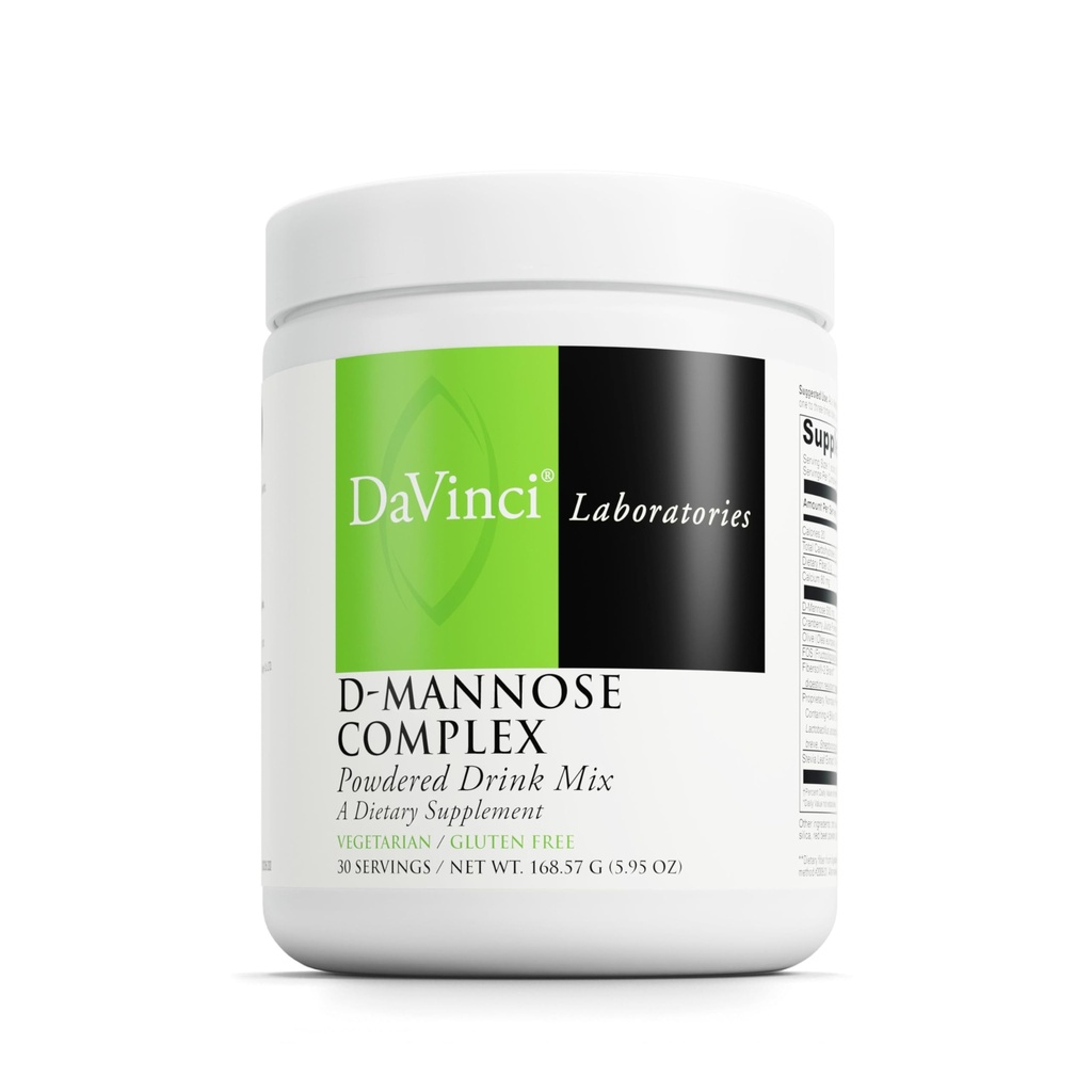 DAVINCI Labs D-Mannose Complex - Powder Drink Mix Supports Immune System & Urinary Tract Health* - Assistenza sanitaria della vescica con Calcio, Polvere di succo di mirtillo e fibra prebiotica* - 30 Serve (168.57 g)