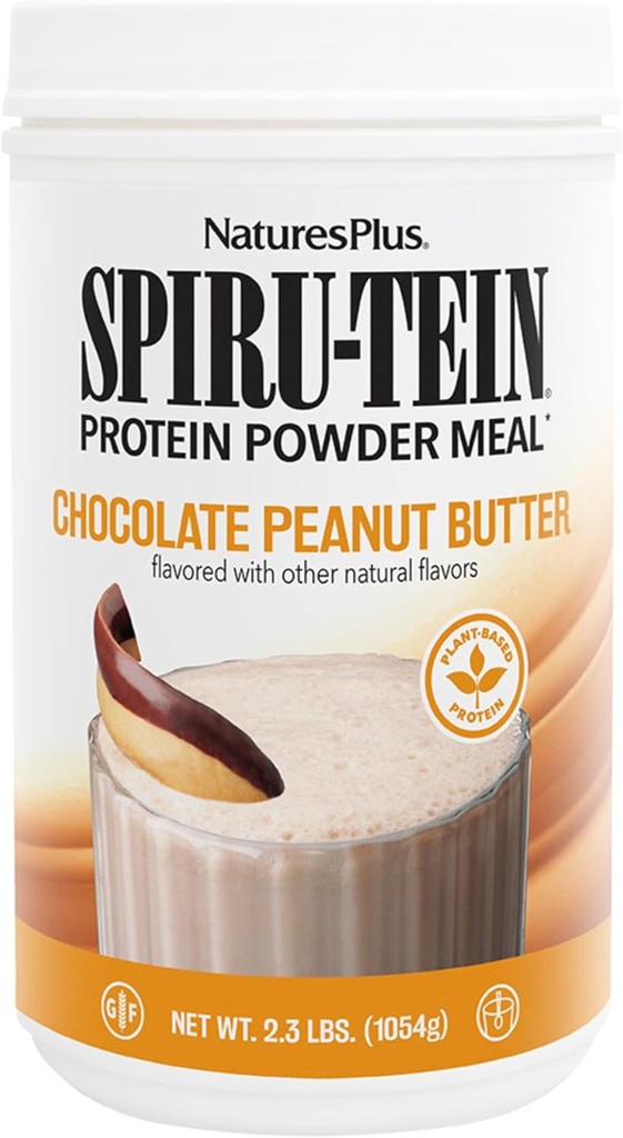 NaturesPlus SPIRU-TEIN, Burro di arachidi al cioccolato - 2,3 lbs, Confezione da 2 - Polvere proteica a base vegetale - Vegetariano, Senza glutine - 68 Serve totali