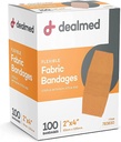 Bandaggi adesivi flessibili in tessuto con pad non-Stick, Latex Free, Wound Care for First Aid Kit, 2" x 4" (Box di 100)