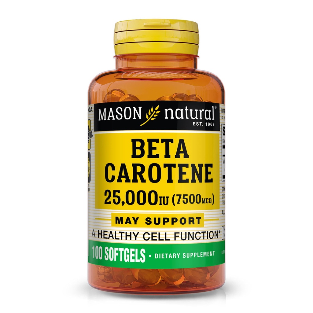 Mason Vitamina Naturale A Beta Carotene 25.000 UI, Supporta Visione, Funzione Cellulare & Salute Immune, 100 Softgels, Confezione da 3