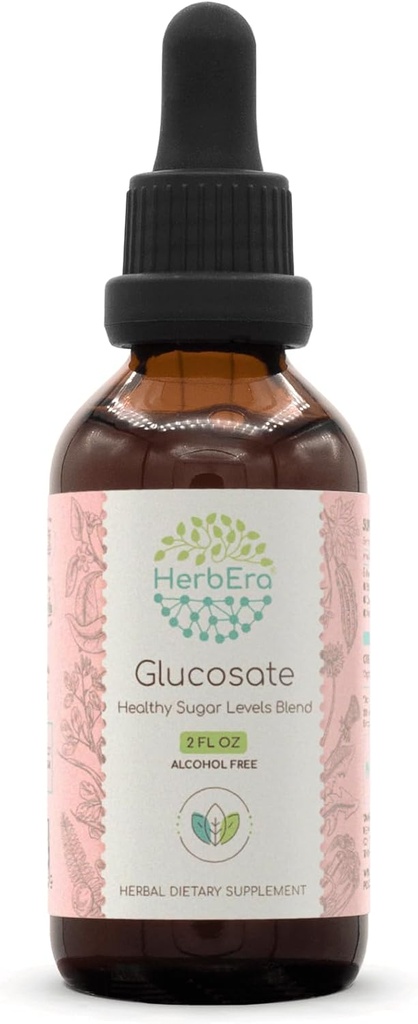 HerbEra Glucosate B60 Alcohol-Free Extract Tincture, Bitter Melon Fruit, Cinnamon Bark, Dandelion Root, Gymnema Leaf, Fenugreek Seeds, Amla Fruit. Livelli di zucchero sano miscela 2 Fl Oz