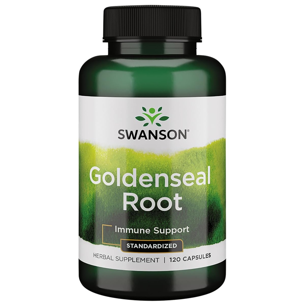 Swanson Goldenseal Root - Integratore di erbe Promuovere il supporto immunitario e il benessere generale - Caratteristiche Estratto di radice dorata Standardizzato al 5% minimo Alcaloidi totali - (120 capsule, 125 mg ciascuno)