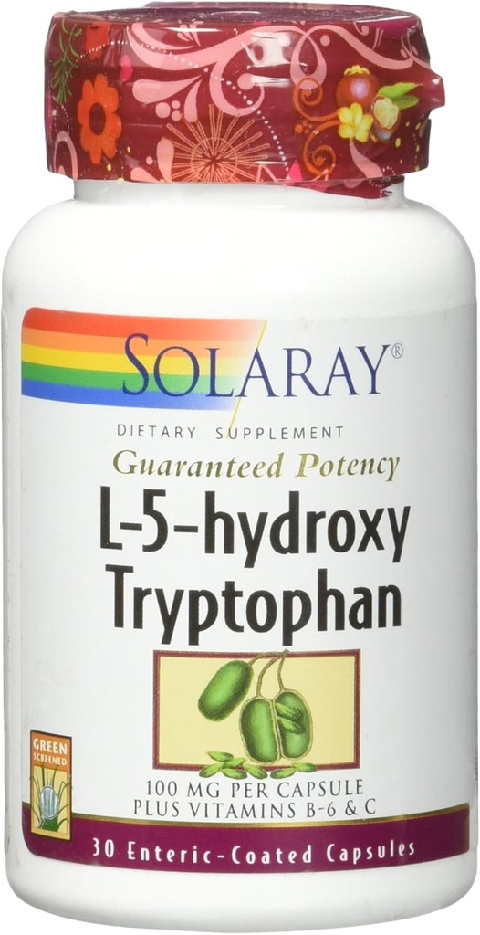Solaray Garantito Potency L-5-HTP + B 6 & C 100 mg capsule, 30 conte
