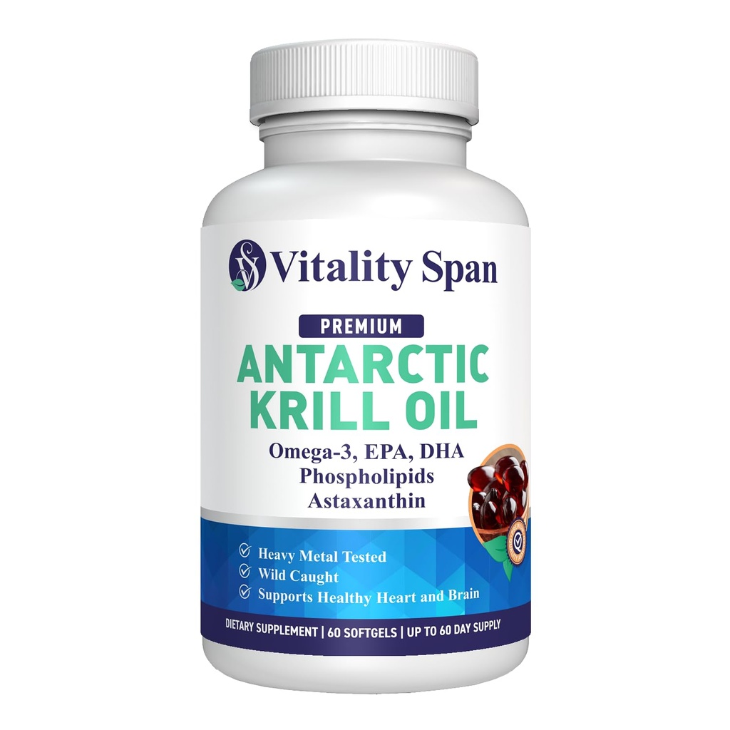 Olio di Krill Omega 3 Astaxanthin Choline DHA EPA, Assorbimento Superiore, Resistenza Extra, Senza Pesce Olio Aftertaste, Metal pesante testato, Softgel di piccole dimensioni, 500mg