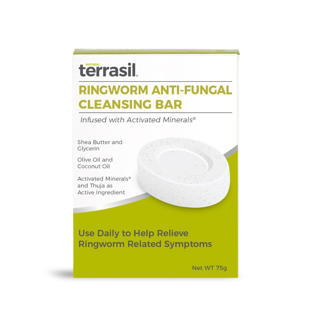 Terrasil Antifungal Ringworm Soap (75g) Anello Worm Soap Bar con ingredienti naturali Dotato di olio di cocco & Shea Butter, Ringworm Trattamento per la pelle umana Antifungal Soap, Dermatologist Tested