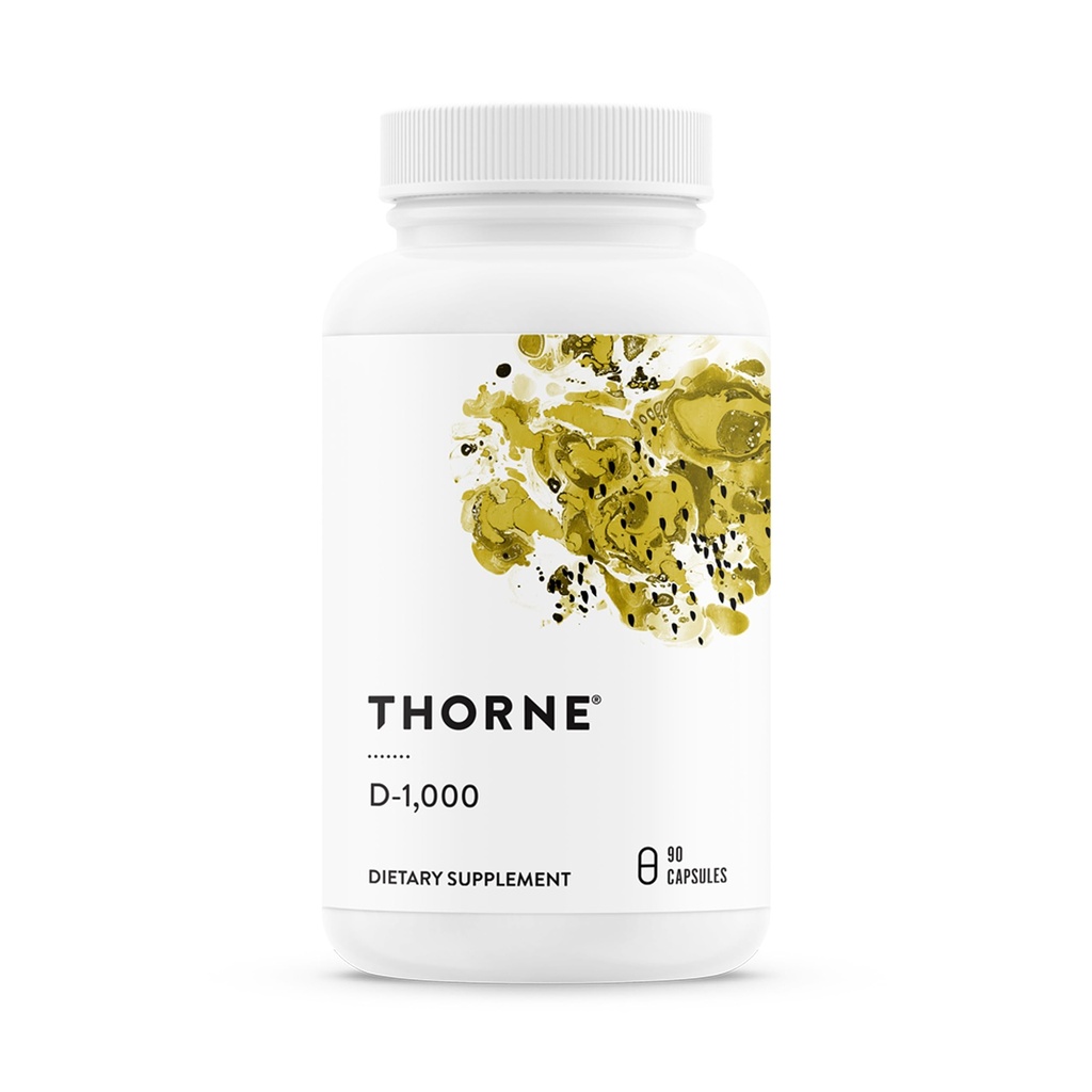 THORNE - Integratore di vitamina D3 - Supporta Bones sani, denti, muscoli, cardiovascolare e funzione immunitaria* - Glutine, Latticini e Soia-Free - 1.000 UI - 90 Serve