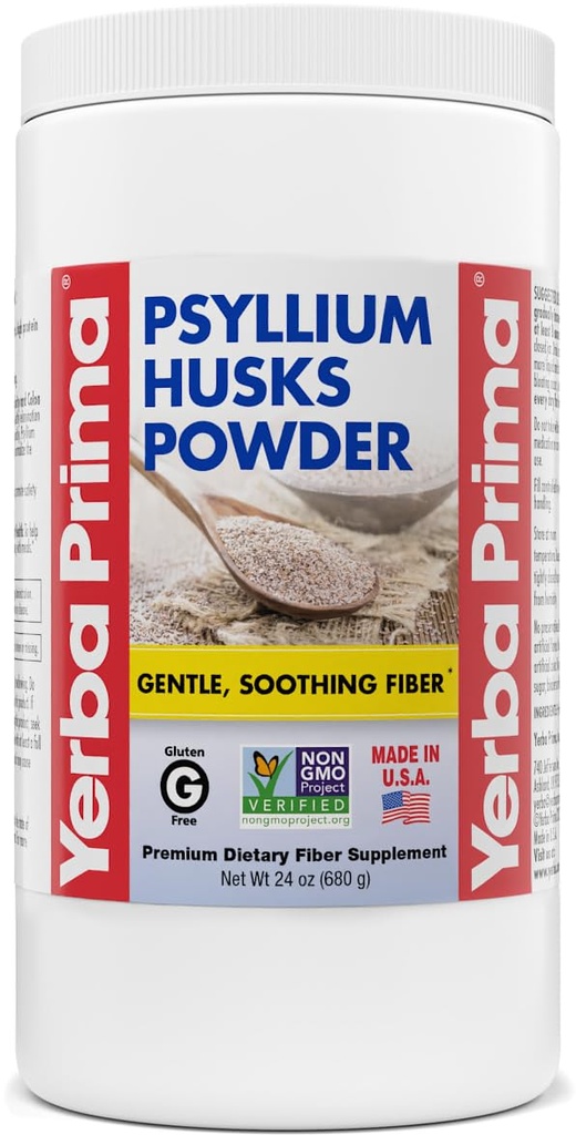Yerba Prima Psyllium Husk Powder - 24 oz - Fine Ground, Unflavored, Sugar Free - Natural Fiber Supplement - Anche per cuocere - Contiene sia Bulk solubile e insolubile per il supporto di regolarità