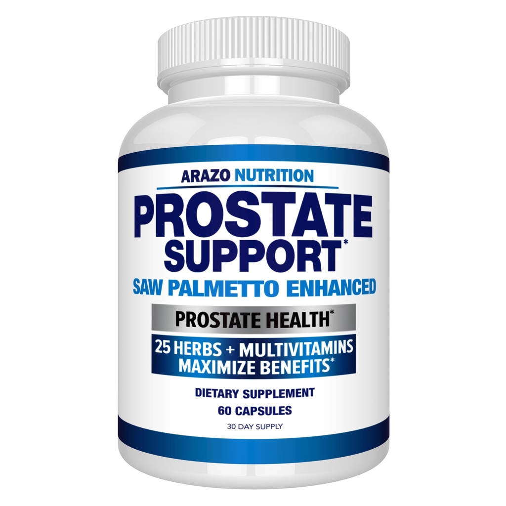 Arazo Nutrition Prostate Supplemento - Sega Palmetto + 25 Erbe - Ridurre l'urinazione frequente, Ridurre la perdita di capelli, Support Stamina – Supplementi di salute di Estratto di erbe omeopatico singolo - Capsule or Pill