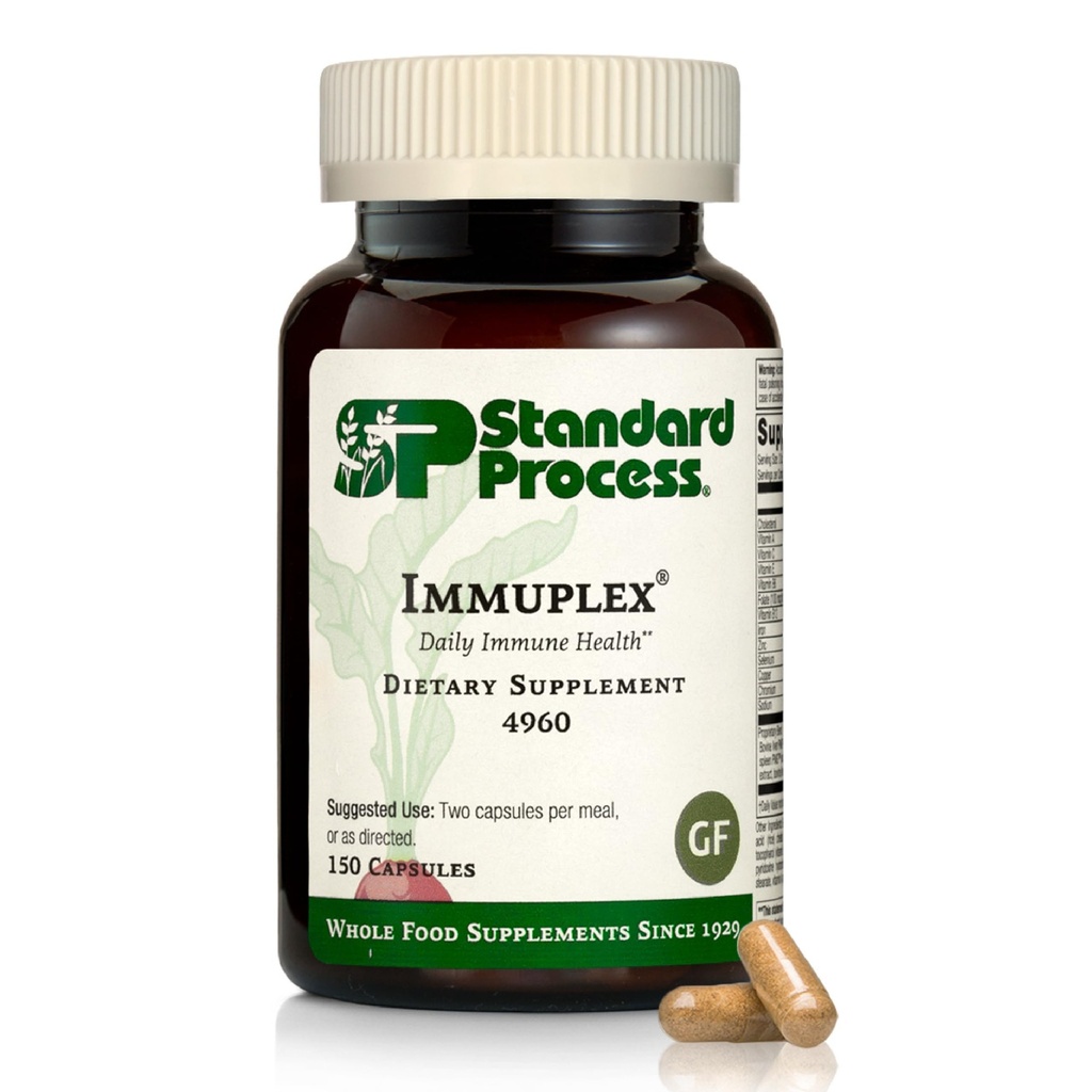Standard Process Inc. Immuplex - Supplemento giornaliero di supporto immunitario con Folate, Ferro, Vitamina C & Vitamina A - Supplemento minerale con ingredienti antiossidanti - 150 capsule