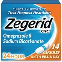 Zegerid OTC 24-Hour Rilievo di bruciore di stomaco, l'unico inibitore della pompa del protone con Omeprazole 20mg + bicarbonato di sodio, tratta frequenti bruciore di stomaco, 14ct capsule