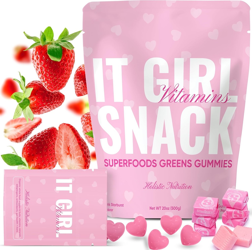 Spuntini sani per adulti - Gummie Super Verdi giornalieri, Cuscinetti Superfood Multivitaminici, Spirulina, Clorella, Prebiotici e Fibra per la salute digestiva, Supplemento Adaptogens, 20 Vitamine & Minerali