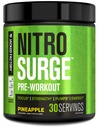 Jacked Factory NITROSURGE Pre Supplemento di allenamento - Energia senza fine, Gains di resistenza istantanea, messa a fuoco trasparente, pompe intenzionali - NO Booster & Potente Preworkout polvere di energia - 30 Serve, ananas