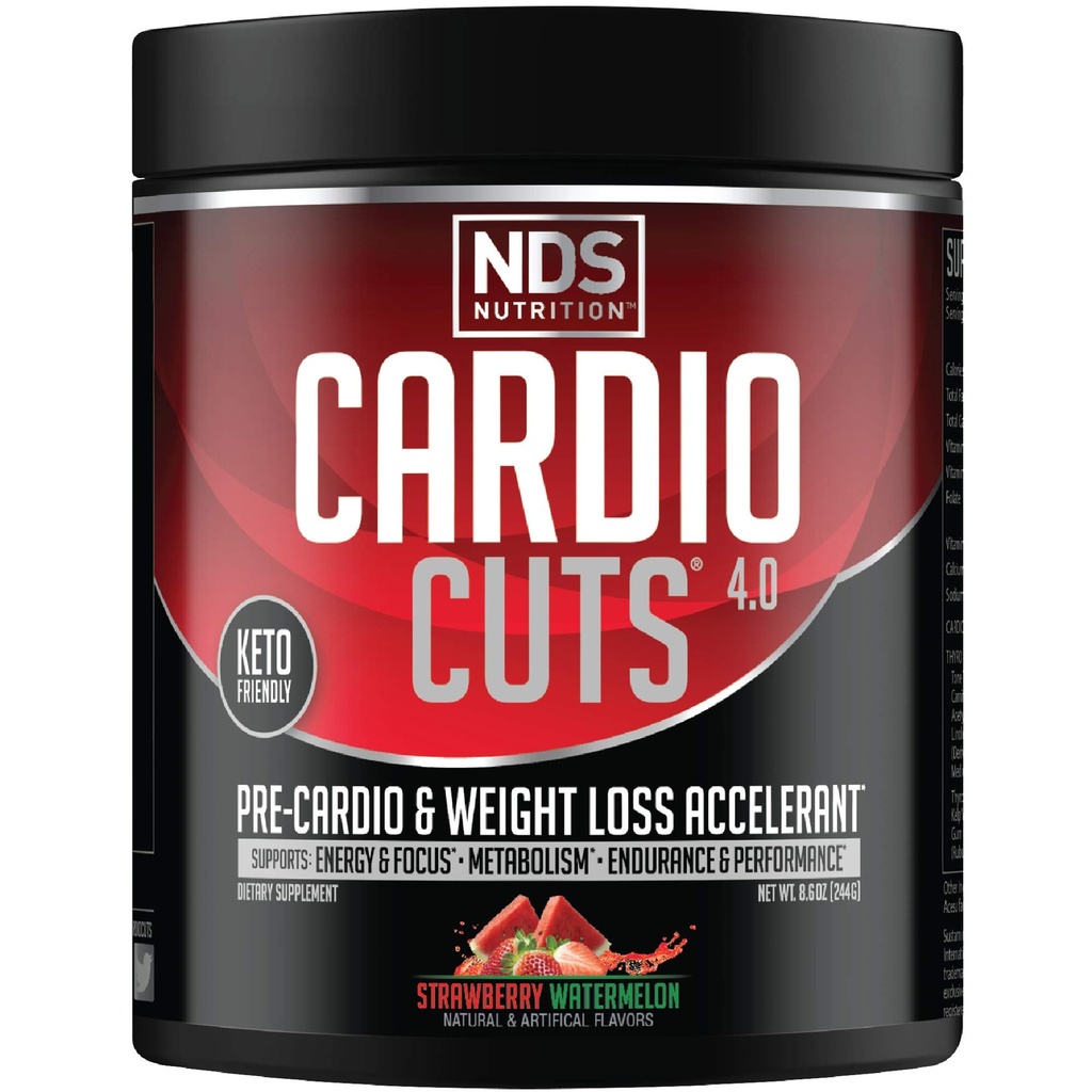NDS Nutrition 4.0 Pre Workout Supplement - Perdita di peso avanzata e Formula Pre Cardio con L-Carnitina, CLA, MCT, L-Glutamina e Olio di Safflower - Anguria di Fragola (40 Serve)