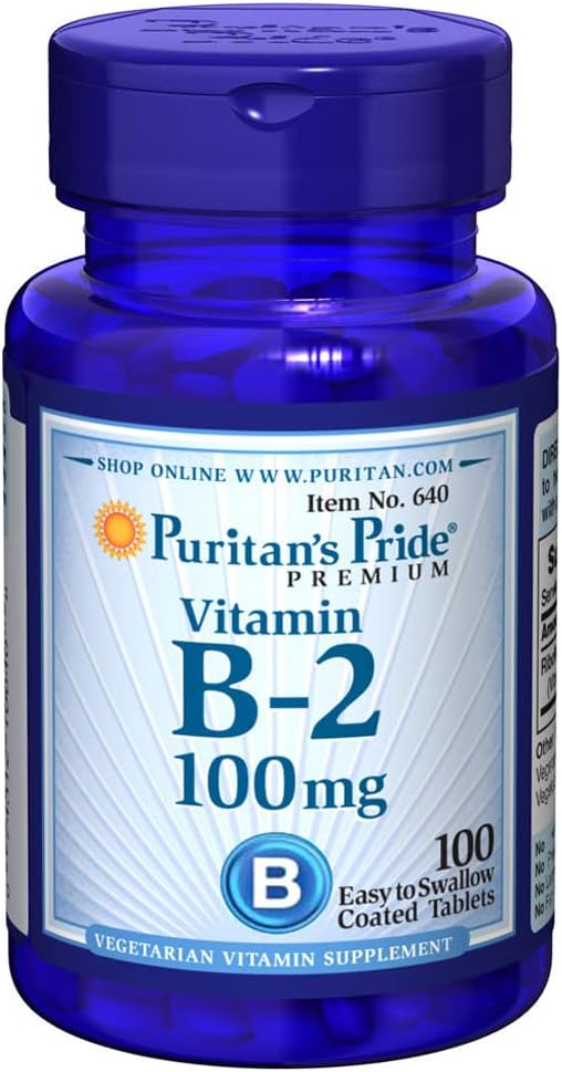 Puritans Pride Vitamina B-2 100 Mg compresse, 100 Conte