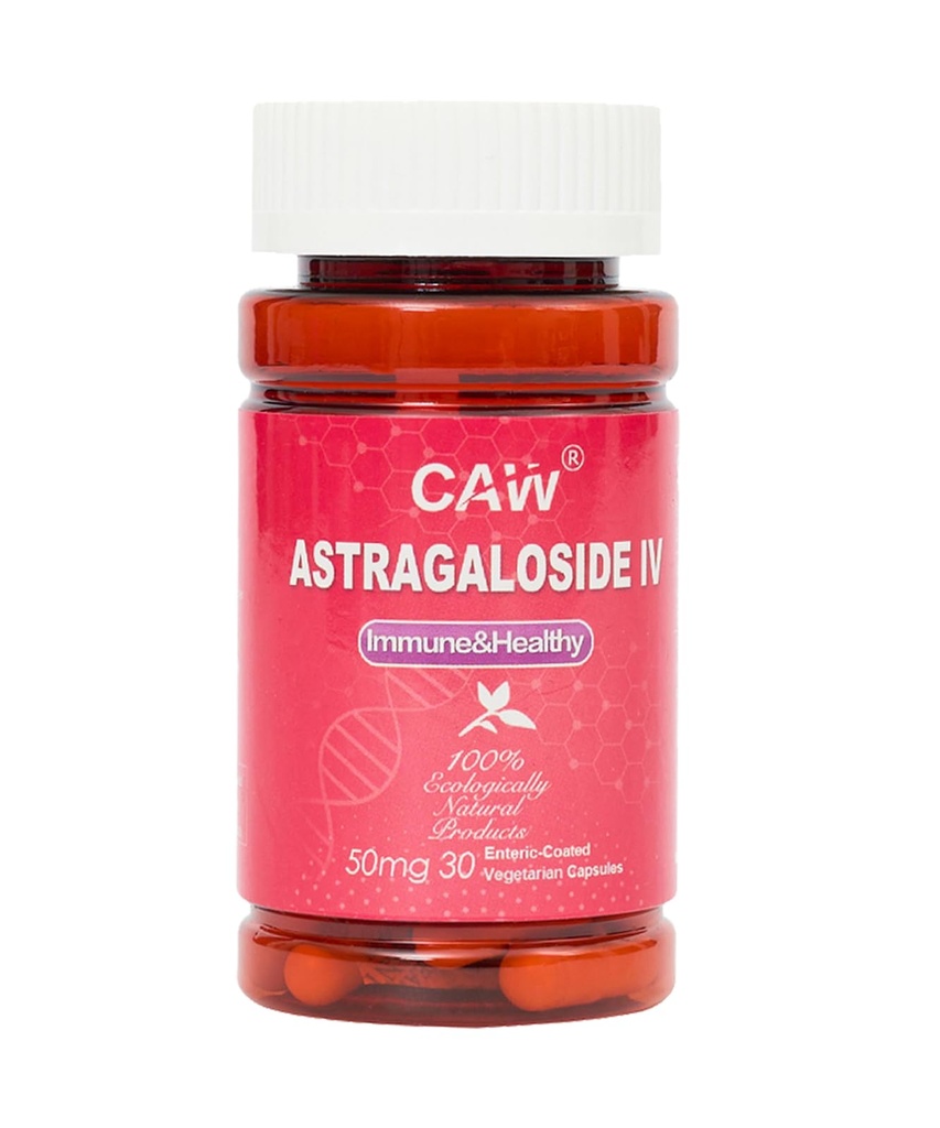 CAW Max Absorption Astragaloside IV 98% 50mg 30 capsule | Supporto immunitario | Supplemento di vecchiaia | 50mg 30 Compresse vegetariane con rivestimento enterico 1 bottiglia